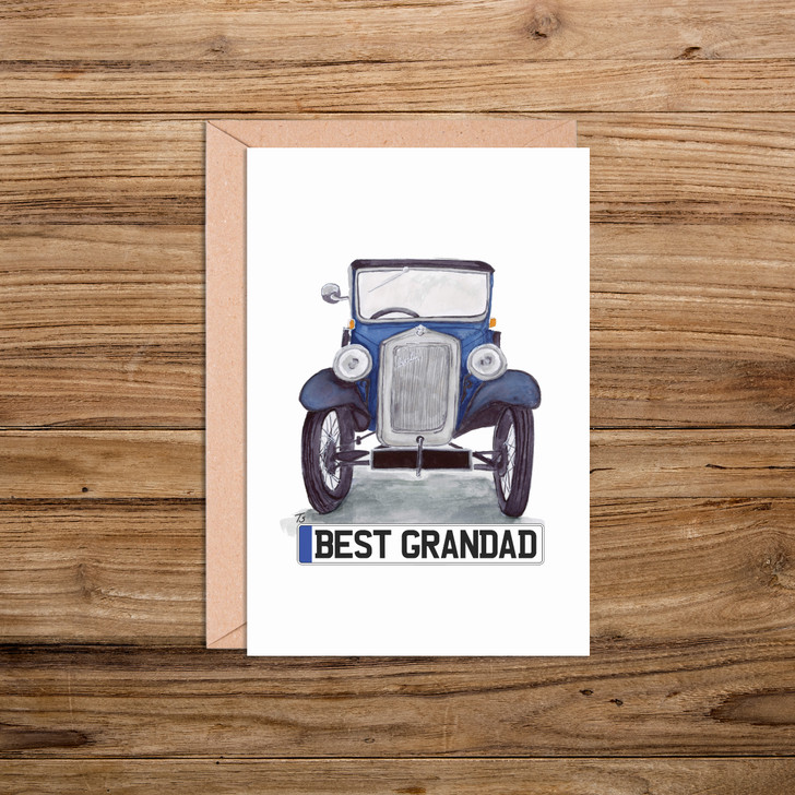 Austin 7 Front 'Best Grandad' number plate cards