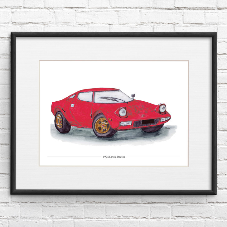 Red 1976 Lancia Stratos Illustration Giclée Car Print