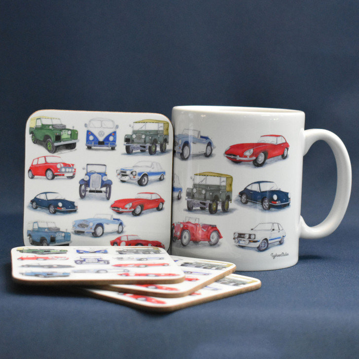 Classic Car Mug with 4 Pack of Coasters