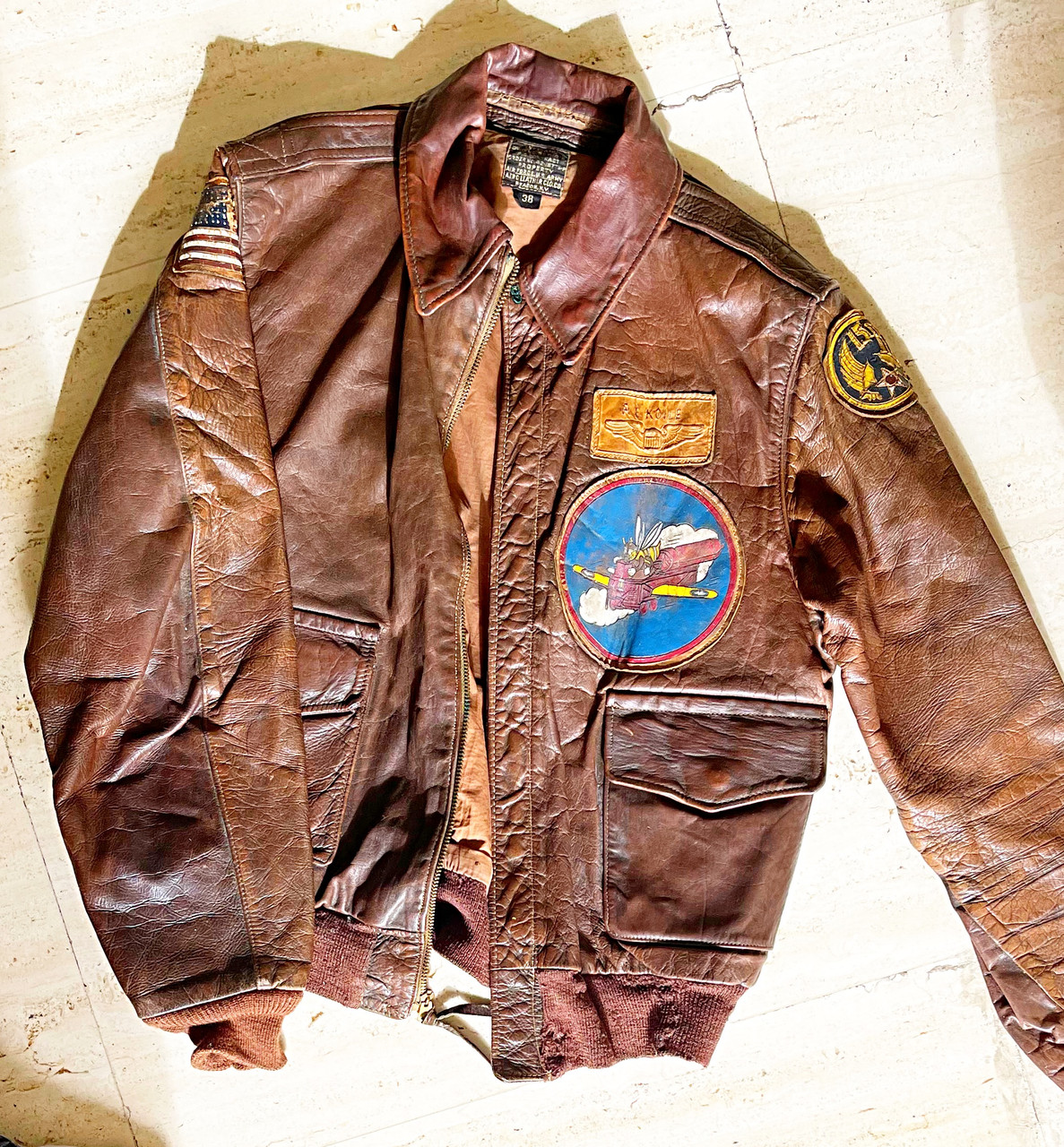 Ww2 us A-2 flight jacket 782nd Bomb Squadron 465th Bomb Group 15th