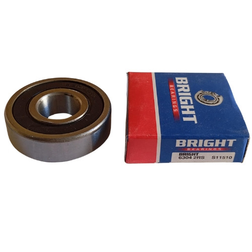Bright Deep Groove Ball Bearing 6304-2RS,
Inside Diameter: 20mm 
Outside Diameter: 52mm 
Width: 15mm 
Seal Type: Rubber seal on both sides
