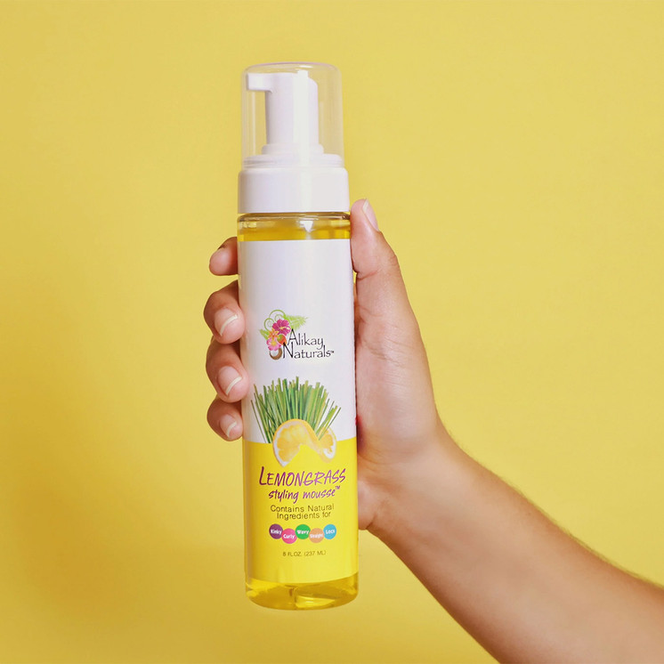 Alikay Naturals Lemongrass Styling Mousse lightweight flexible hold curl mousse for kinky curly and wavy natural hair