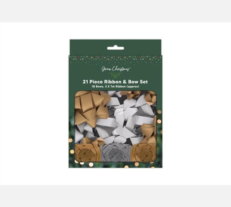 Premium Gold & Silver Kraft Ribbon Bow Set - Pack of 21 for Gift ...