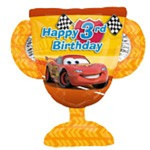 Cars Party Trophy 3rd Birthday Foil Balloon - Discontinued