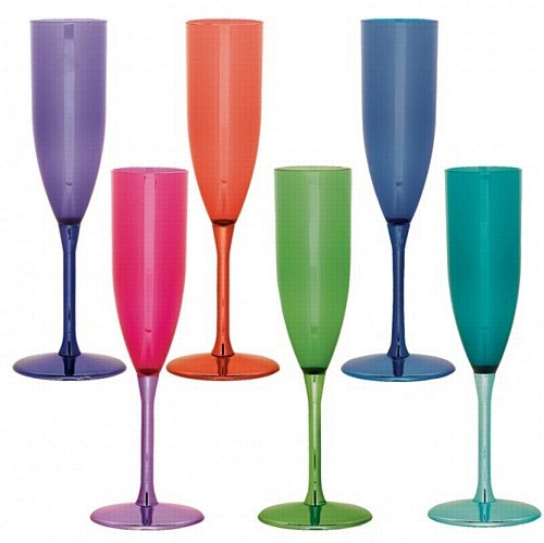 Coloured Plastic Champagne Party Glasses - Discontinued