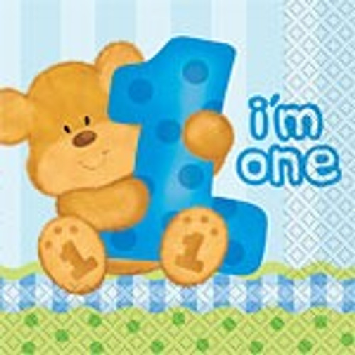 Teddy Bears 1st Birthday Boy Party Napkins - Discontinued