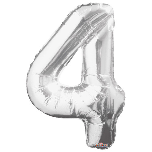 Silver Foil Balloon - Age 4 Silver Foil Balloon - Age 4