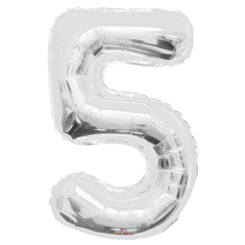 Silver Foil Balloon - Age 5 Silver Foil Balloon - Age 5