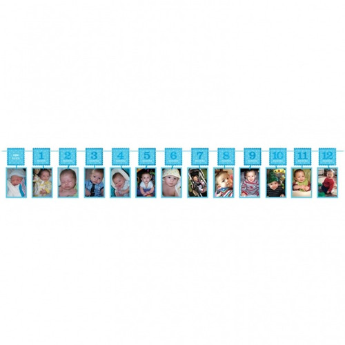 1st Birthday Blue Glitter Photo Garland 1st Birthday Blue Glitter Photo Garland
