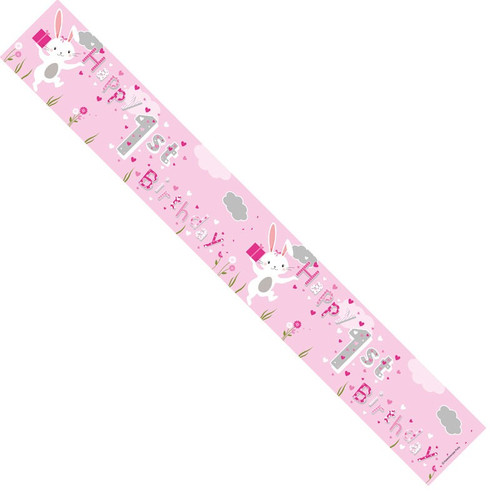 Happy 1st Birthday Baby Pink Banner Happy 1st Birthday Baby Pink Banner