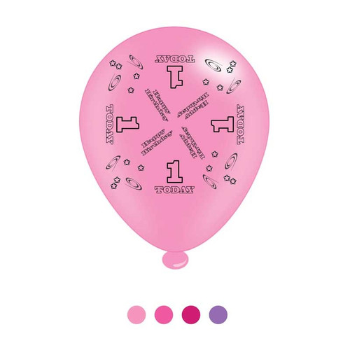 Age 1 Pink Birthday Latex Balloons x8  Age 1 Pink Birthday Latex Balloons x8