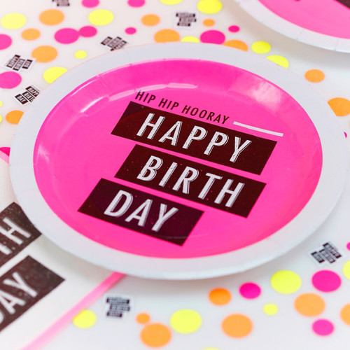 Neon Birthday Party Plates (8pk) - Discontinued