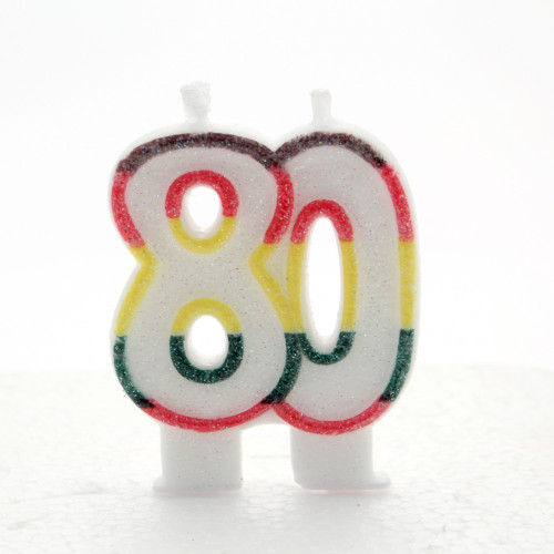Multicoloured Age 80 Candle Multicoloured Age 80 Candle