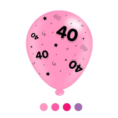 Age 40 Pink/Purple Mix Balloons (8 pack) Age 40 Pink/Purple Mix Balloons (8 pack)