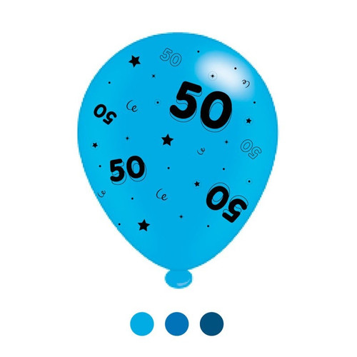 Age 50 Blue Mix Balloons (8 pack) Age 50 Blue Mix Balloons (8 pack)