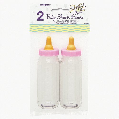Pink 5'' Fillable Baby Favours Bottle 2pk