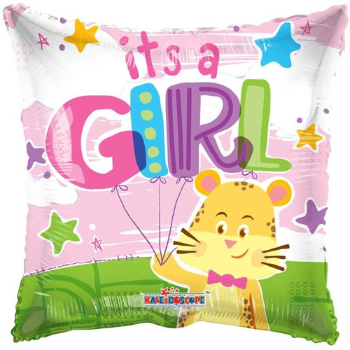 18" Square "It's a Girl" Leopard Balloon - Discontinued