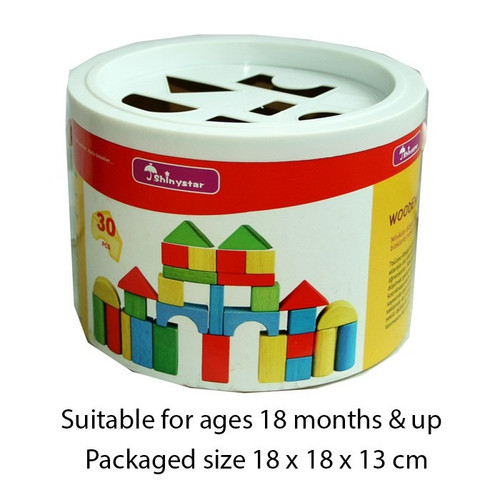 Wood Shape Sorter Bucket (30 Piece) Wood Shape Sorter Bucket (30 Piece)