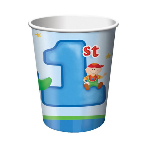 Fun at One - Blue 9oz paper cup - pack of 8