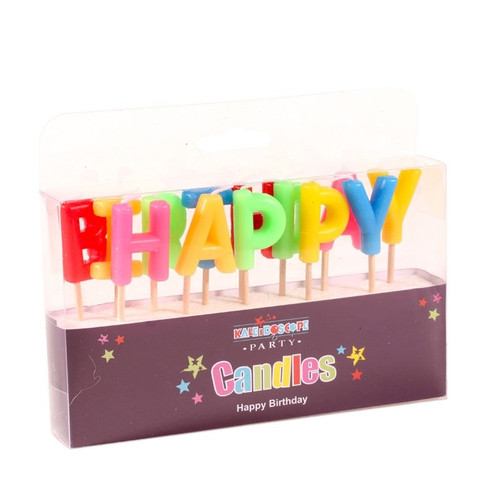 Happy Birthday Candle - Multi Colour - Pack of 6