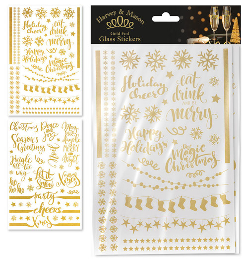 Gold Christmas Glass Stickers