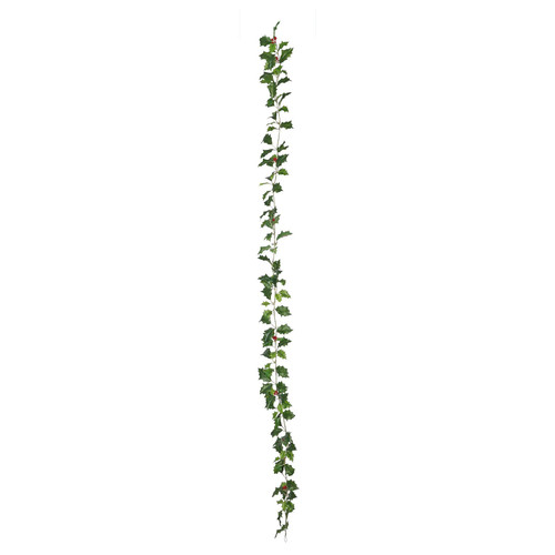 180cm Xmas Mixed Green Holly Garland with Berries 180cm Xmas Mixed Green Holly Garland with Berries