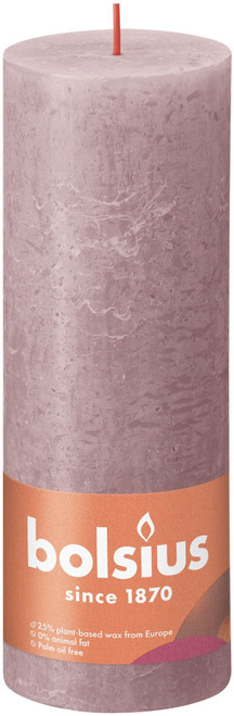 Bolsius Rustic Ash Rose Shine Pillar Candle (190mm x 68mm)