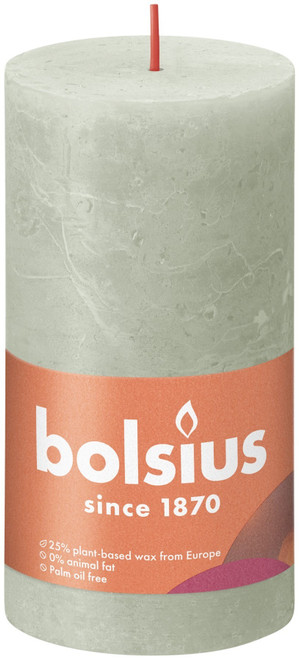 Foggy Green Bolsius Rustic Shine Pillar Candle (130 x 68mm)