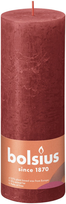 Delicate Red Bolsius Rustic Shine Pillar Candle (190 x 68mm)