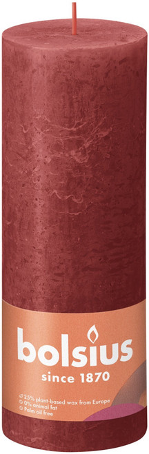 Delicate Red Bolsius Rustic Shine Pillar Candle (190 x 68mm) Delicate Red Bolsius Rustic Shine Pillar Candle (190 x 68mm)