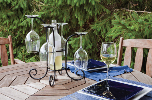 Black Wine Bottle and Glasses Caddy