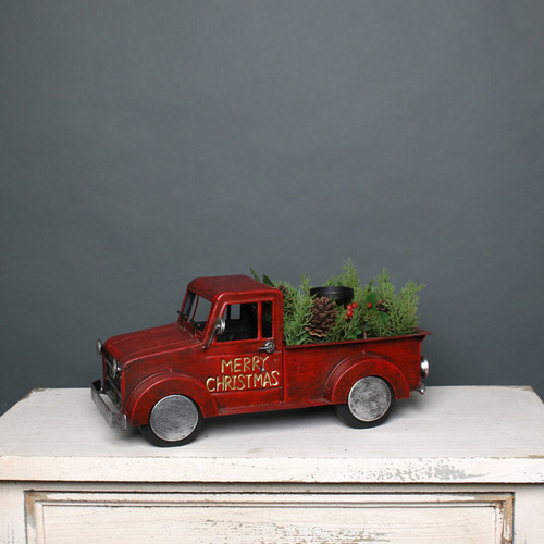 Small Vintage Christmas Truck with Trees 
