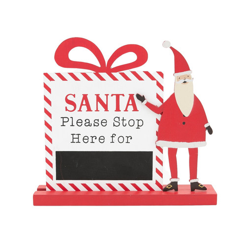 Santa Please Stop Here Chalk Board Decoration Santa Please Stop Here Chalk Board Decoration