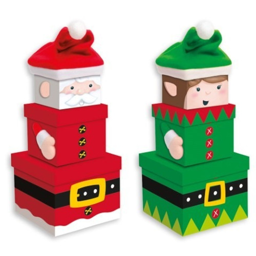 Assorted Stackable Boxes Elf & Santa Assorted Stackable Boxes Elf & Santa