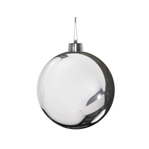 Silver Shiny Shatterproof Bauble (x1) (15cm) Silver Shiny Shatterproof Bauble (x1) (15cm)
