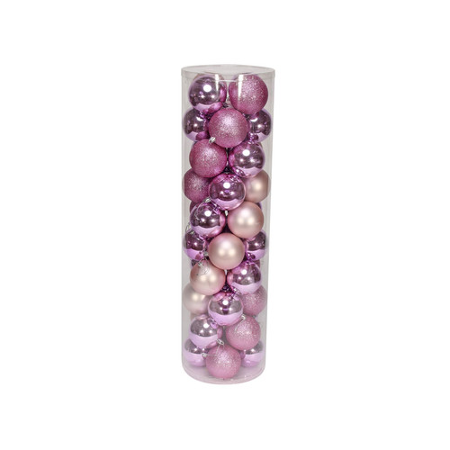 40 Pink Baubles in Matt, Shiny & Glitter Finish (8cm)