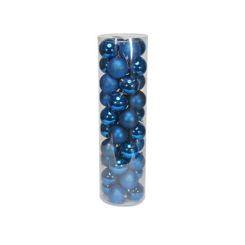 48 Blue Baubles in Matt, Shiny & Glitter Finish (8cm) 48 Blue Baubles in Matt, Shiny & Glitter Finish (8cm)