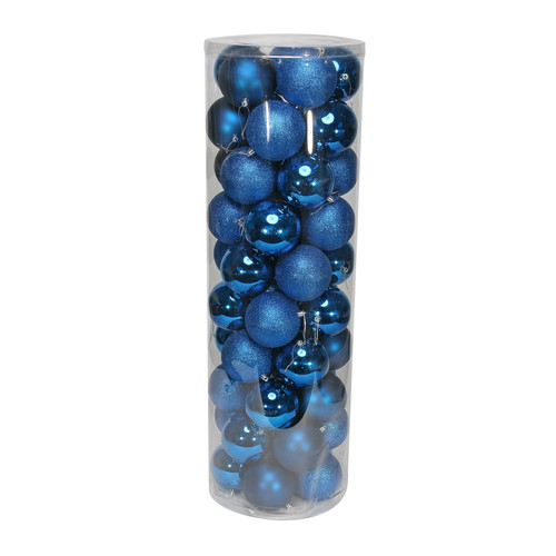 50 Blue Baubles in Matt, Shiny & Glitter Finish (10cm)