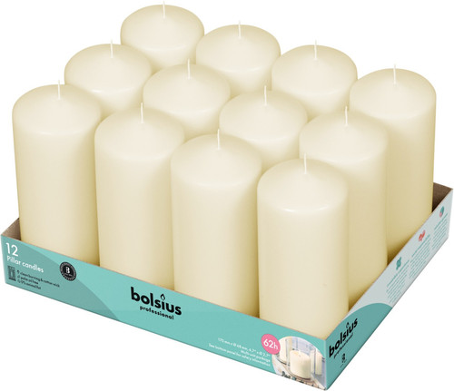 12 Bolsius Professional Pillar Candles - Ivory (168/68mm) 12 Bolsius Professional Pillar Candles - Ivory (168/68mm)