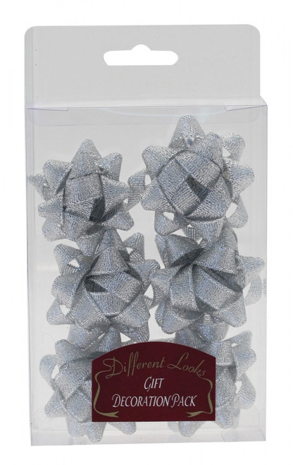 5cm Metallic Silver Fabric Bows (x6) 5cm Metallic Silver Fabric Bows (x6)