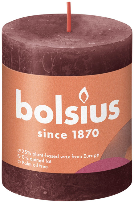Bolsius Velvet Red Rustic Shine Pillar Candle (80 x 68mm) Bolsius Velvet Red Rustic Shine Pillar Candle (80 x 68mm)