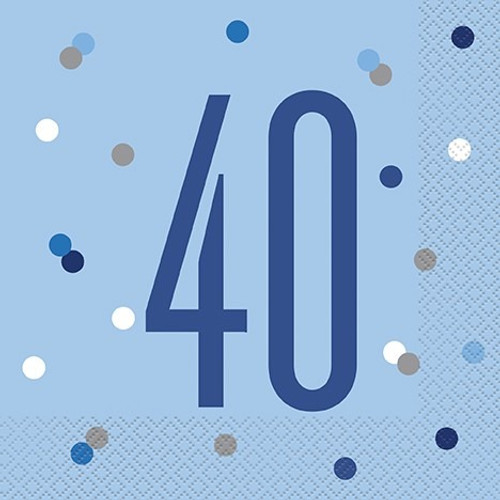 Blue and Silver 40th Birthday Napkins