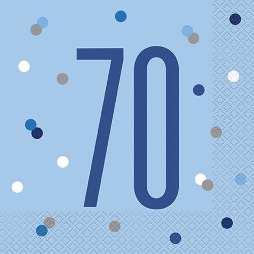 Blue and Silver 70th Birthday Napkins