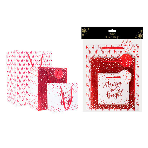 Red Christmas Gift Bags (Pack of 3) Red Christmas Gift Bags (Pack of 3)