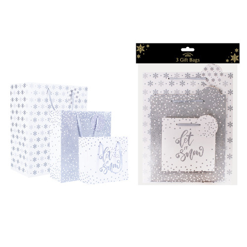 Silver Christmas Gift Bags (Pack of 3) Silver Christmas Gift Bags (Pack of 3)