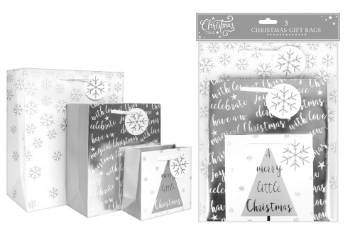 Silver Joy Gift Bags (Pack Of 3)