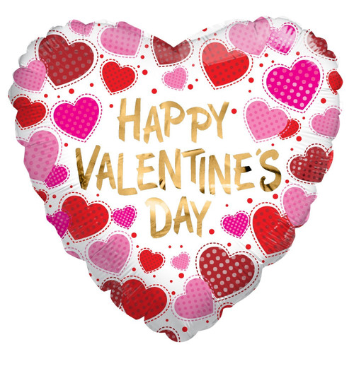 ECO Balloon- Happy Valentines Day Dots & Hearts (18 Inch)