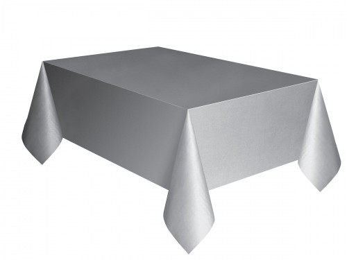 Silver Rectangle Plastic Table Cover (54 x 108 Inch) Silver Rectangle Plastic Table Cover (54 x 108 Inch)
