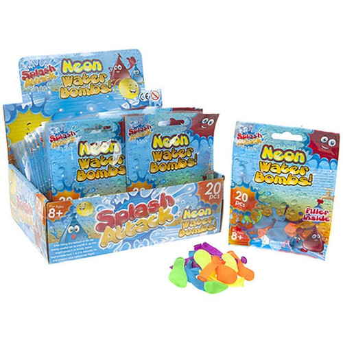 20pc Neon Water Bombs In Printed Bag 20pc Neon Water Bombs In Printed Bag
