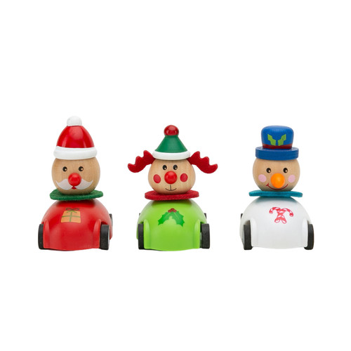 Wooden Christmas Pull Back Cars  (Assorted Designs)